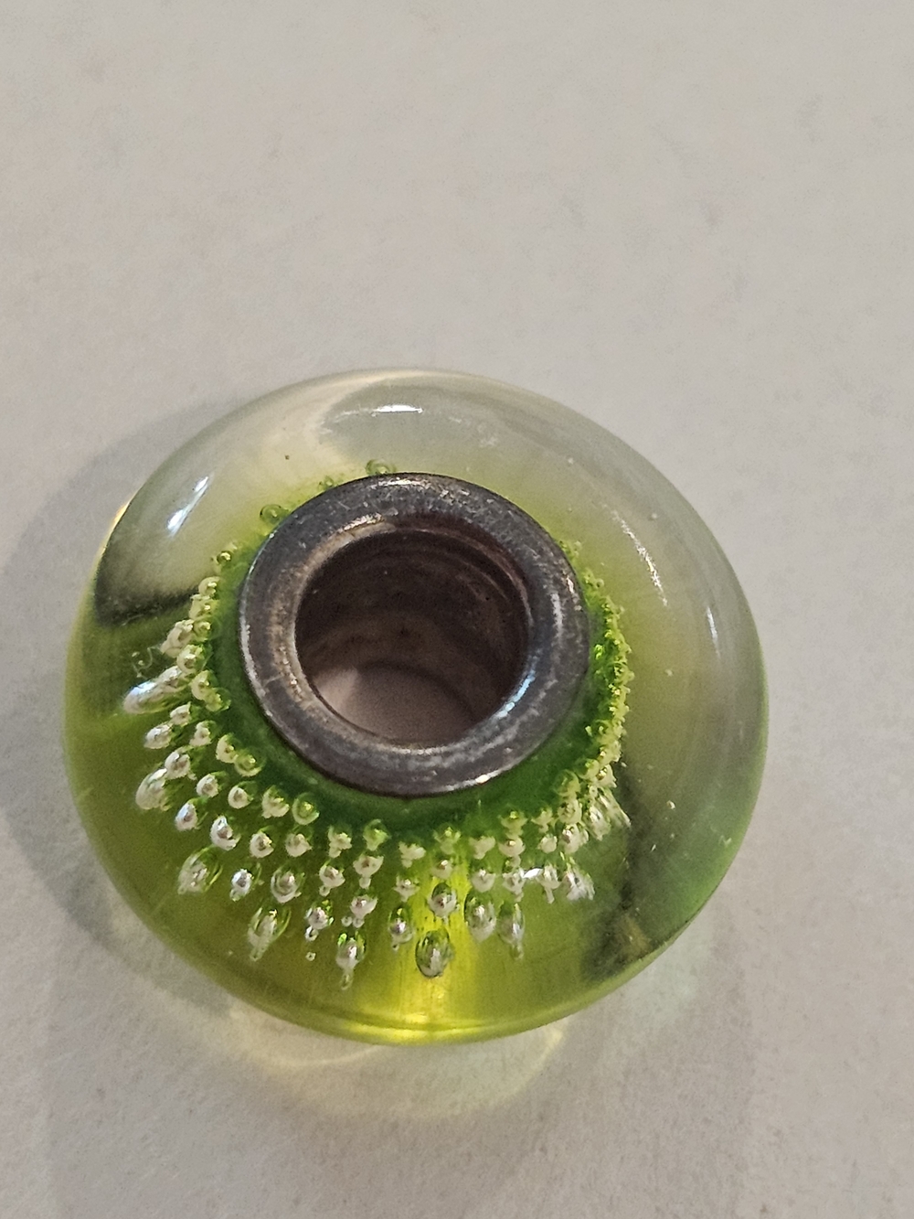 Authentic Chamilia Green Bubble Murano Glass Charm 925 Silver - Retired